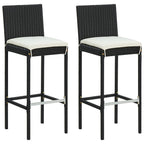 vidaXL Bar Stools with Cushions - Black Poly Rattan, Perfect for Kitchen/Island/Outdoor Counter Seating