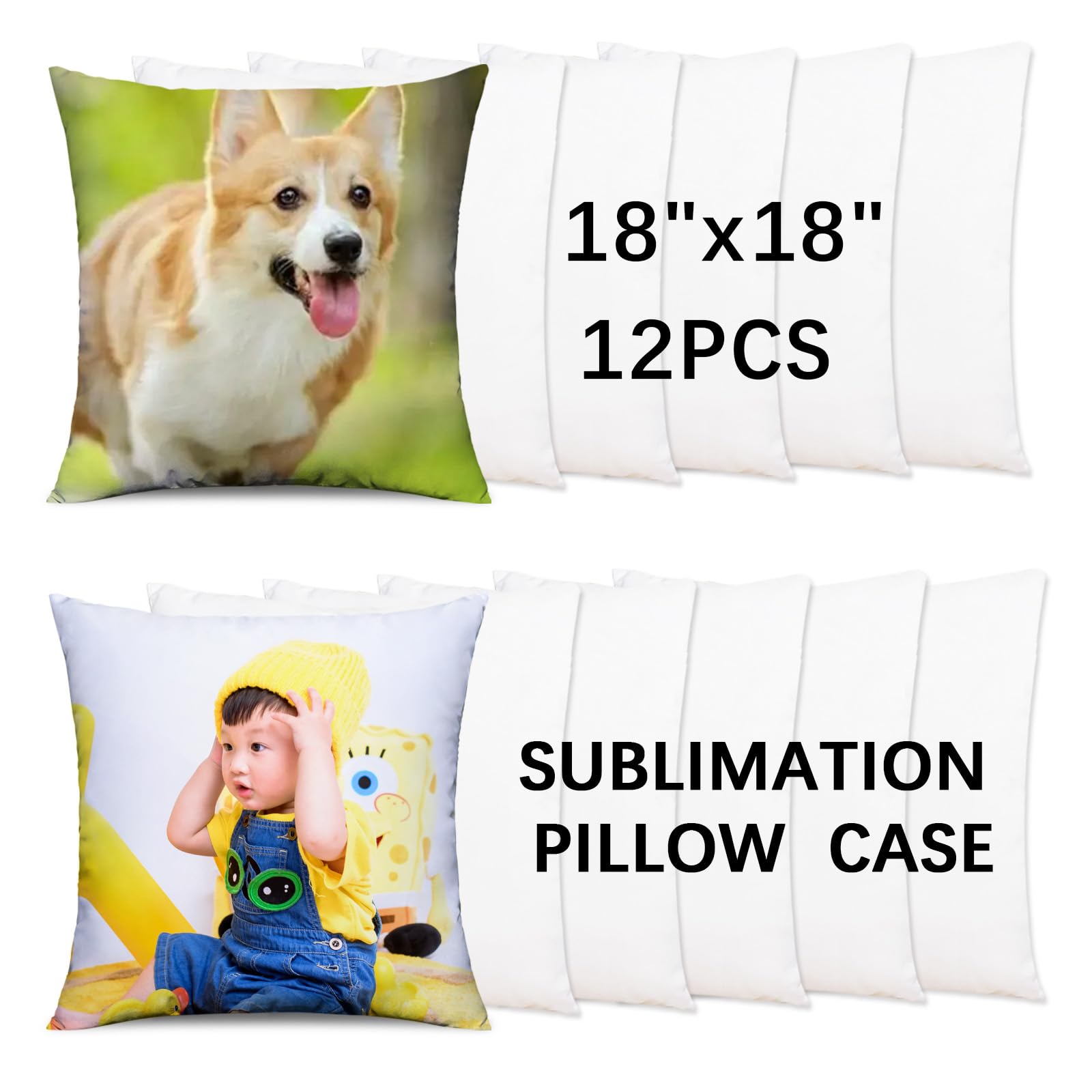 Okba 12Pcs Sublimation Blanks Pillow Cases White Cushion Covers Blanks Throw Pillow Covers Heat Transfer Diy Custom Picture Pill