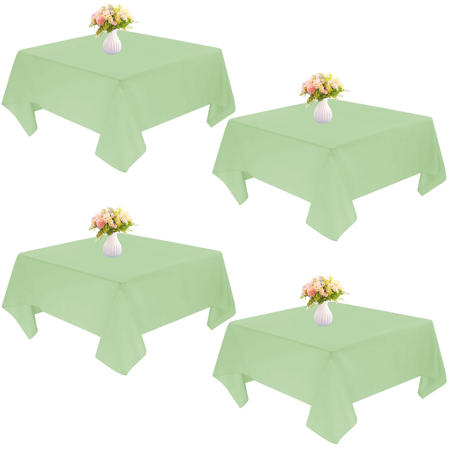 Jalancy 4 Pack Square Table Cloth 70X70 Inch Sage Green Tablecloth Machine Washable Fabric Polyester Table Cover For Dining, Buf