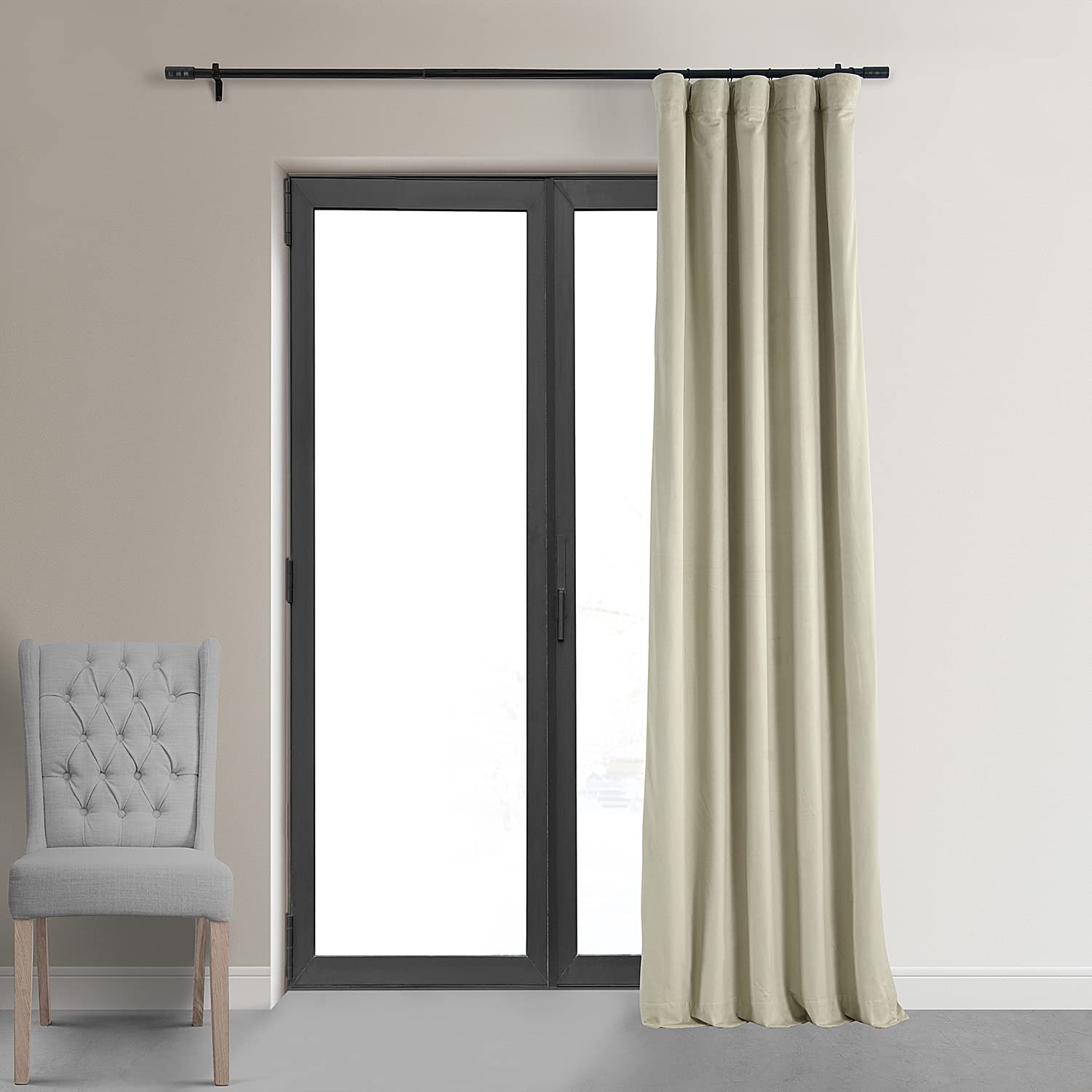 Hpd Half Price Drapes Signature Velvet Thermal Blackout Curtains For Living Room 96 Inch Long (1 Panel) Rod Pocket Insulated Blackout Curtains For Bedroom Window Curtains, 50W X 96L, Cool Beige
