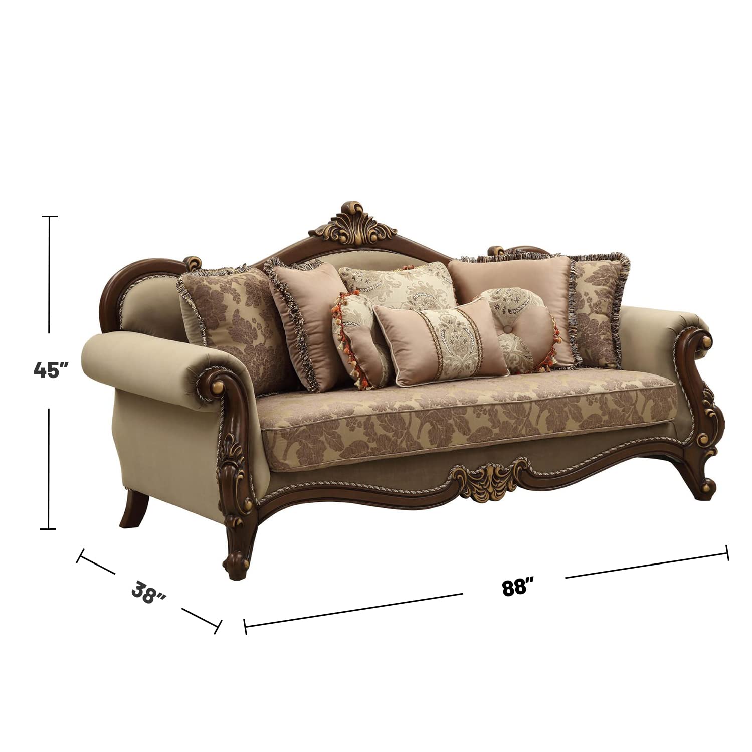 Acme Mehadi Velvet Upholstered Sofa with 8 Pillows - Thumbnail 2
