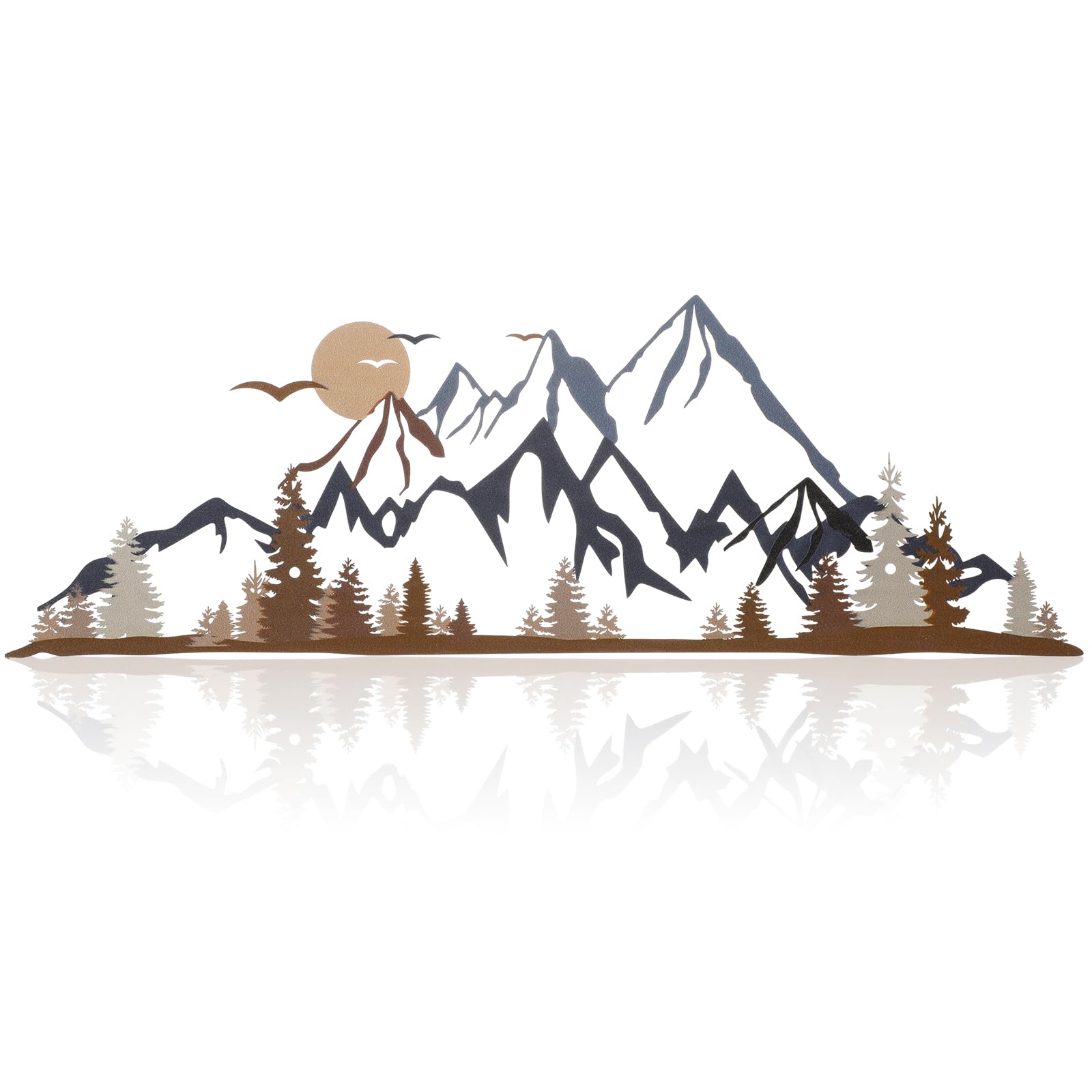 Demissle Mountain Range Metal Wall Art Decor Summit Rustic Wall Sign Forest Home Decor Sign Mountain Scene Art, 17.5 x 5.3 Inch(