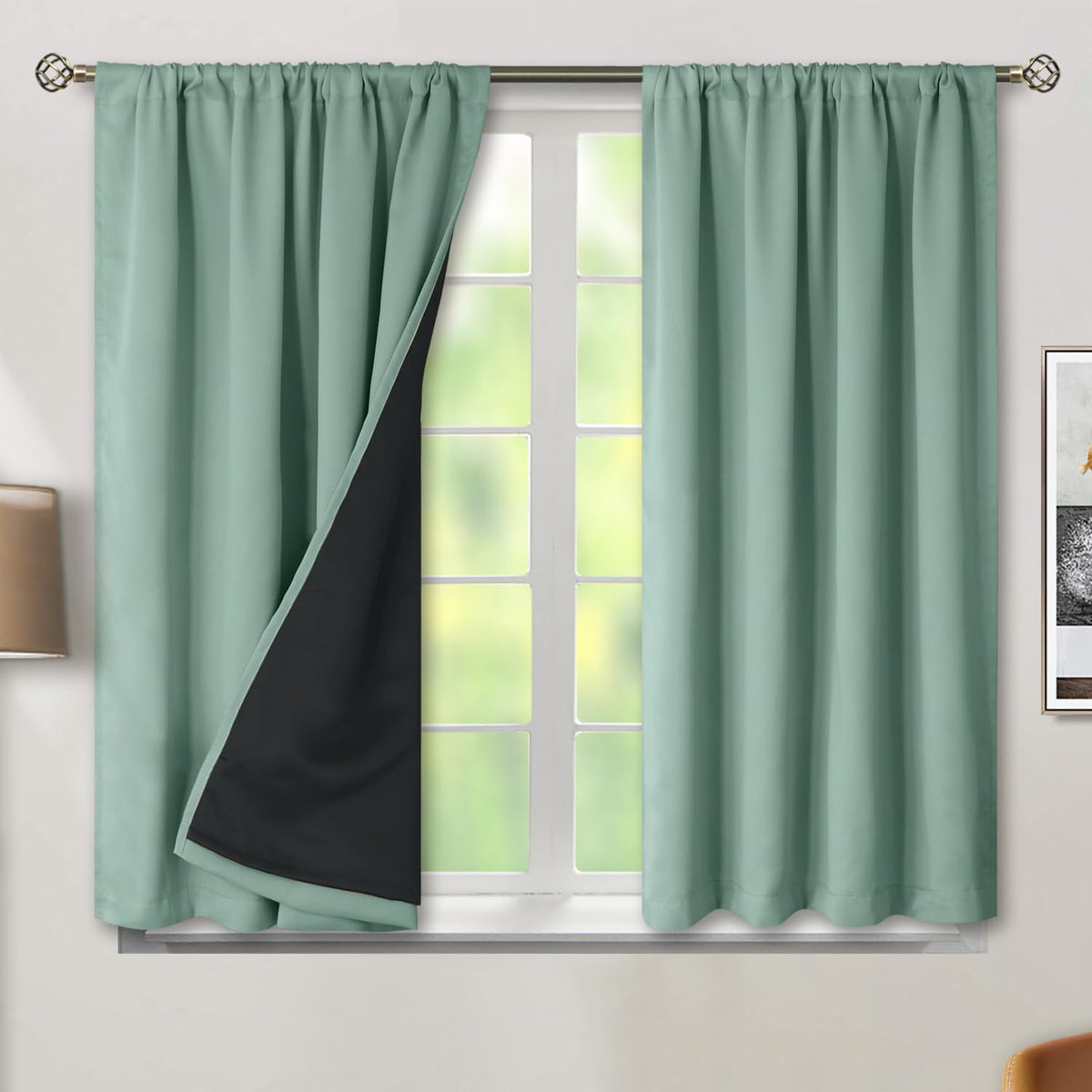 Bgment Short Full Blackout Curtains For Bedroom, Thermal Insulated Light Blocking Noise Cancel Rod Pocket Curtains, Room Darkeni