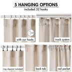 Miulee Natural Linen Curtains 90 Inches Long 2 Panels, Back Tab & Pleated Tape Soft Thick Linen Textured Window Drapes With Hooks Bedroom Living Room Semi Sheer Light Filtering Neutral Cream Ivory