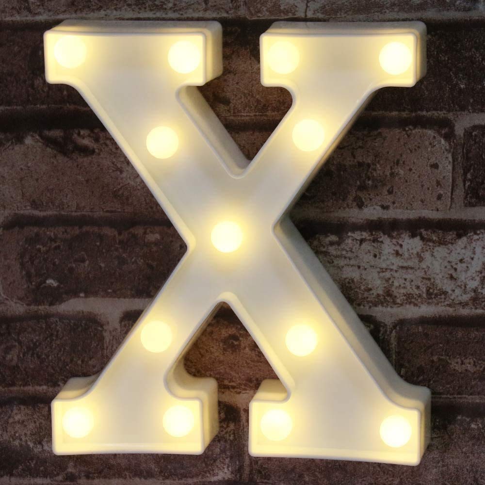 Pooqla LED Marquee Letter Lights Sign, Light Up Alphabet Letter for Home Party Wedding Decoration X