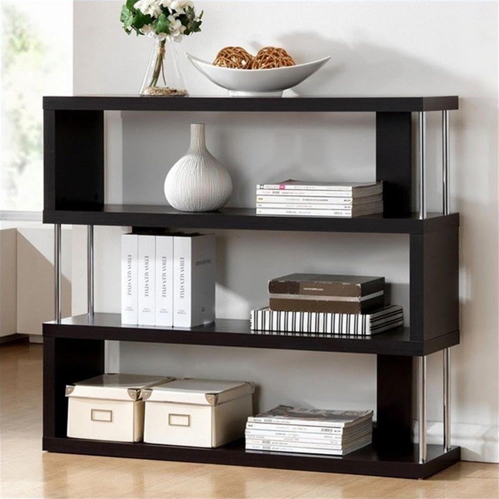 Baxton Studio 3-Shelf, Dark Brown Barnes Modern Bookcase