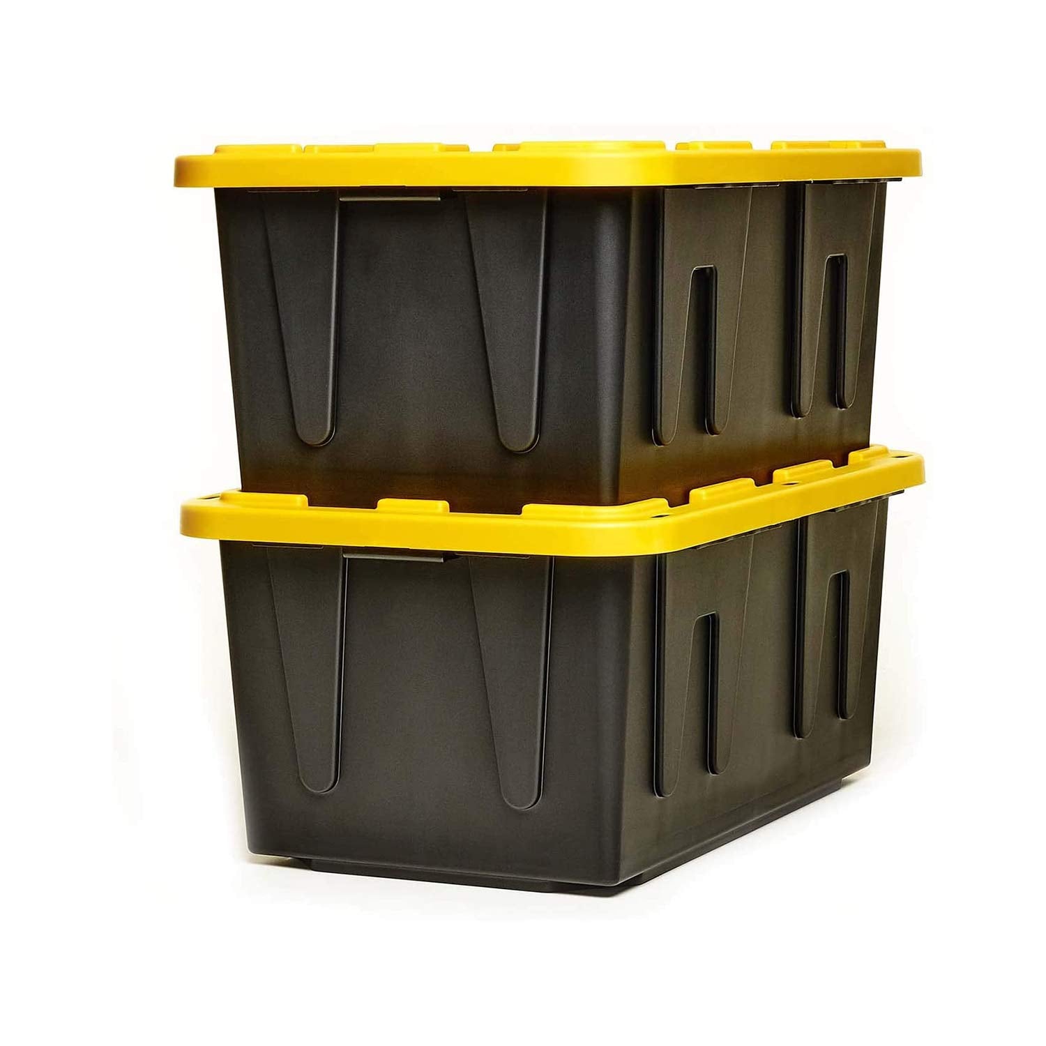 Homz Durabit 27 Gallon Stackable Home Storage Container Bins Heavy Duty Opaque Base Organization Totes with Snap On Lid, 2 Pack,