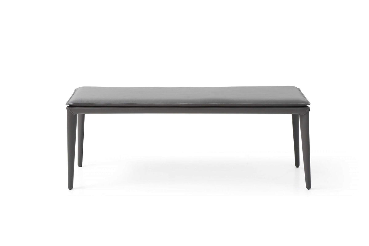 HomeRoots Furniture 47' X 16' X 18' Dark Grey Faux Leather Bench