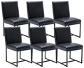 Cimota Black Modern Dining Chairs Set Of 6, Leather Dining Room Chairs Upholstered Armless Guest Side Chair With Black Base For