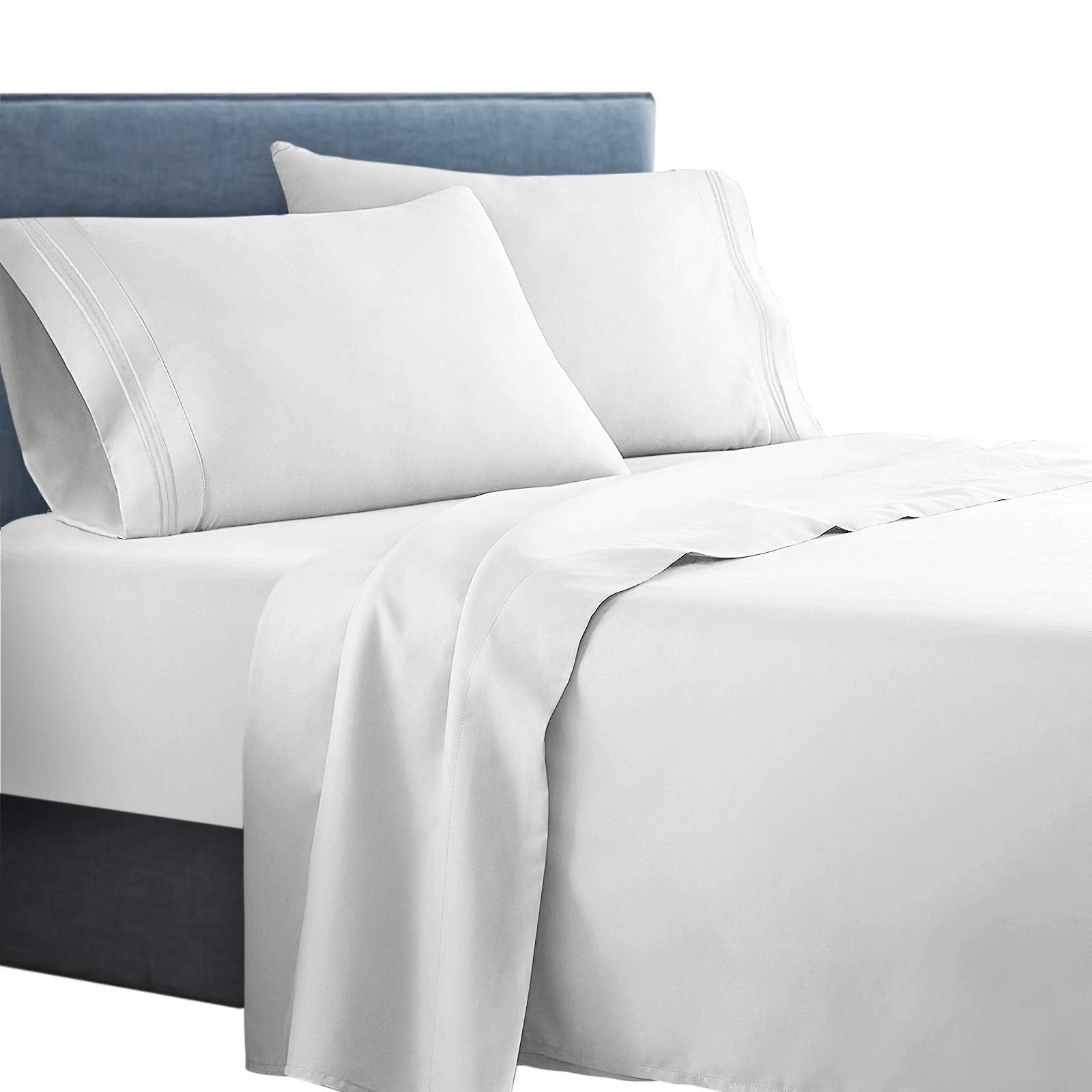 Clara Clark  Supreme 1500 Collection 4Pc Bed Sheet Set - King Size, White