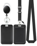 Uniclife Sliding Badge Holder Vertical Plastic Case With Retractable Badge Reel Carabiner And Detachable Lanyard Strap Hard Card