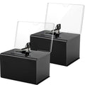 Maxgear Acrylic Donation Suggestion Box With Lock 2 Pack, Secure And Safe Tip Jars, Black Drawing Box For Business Cards 6.25'