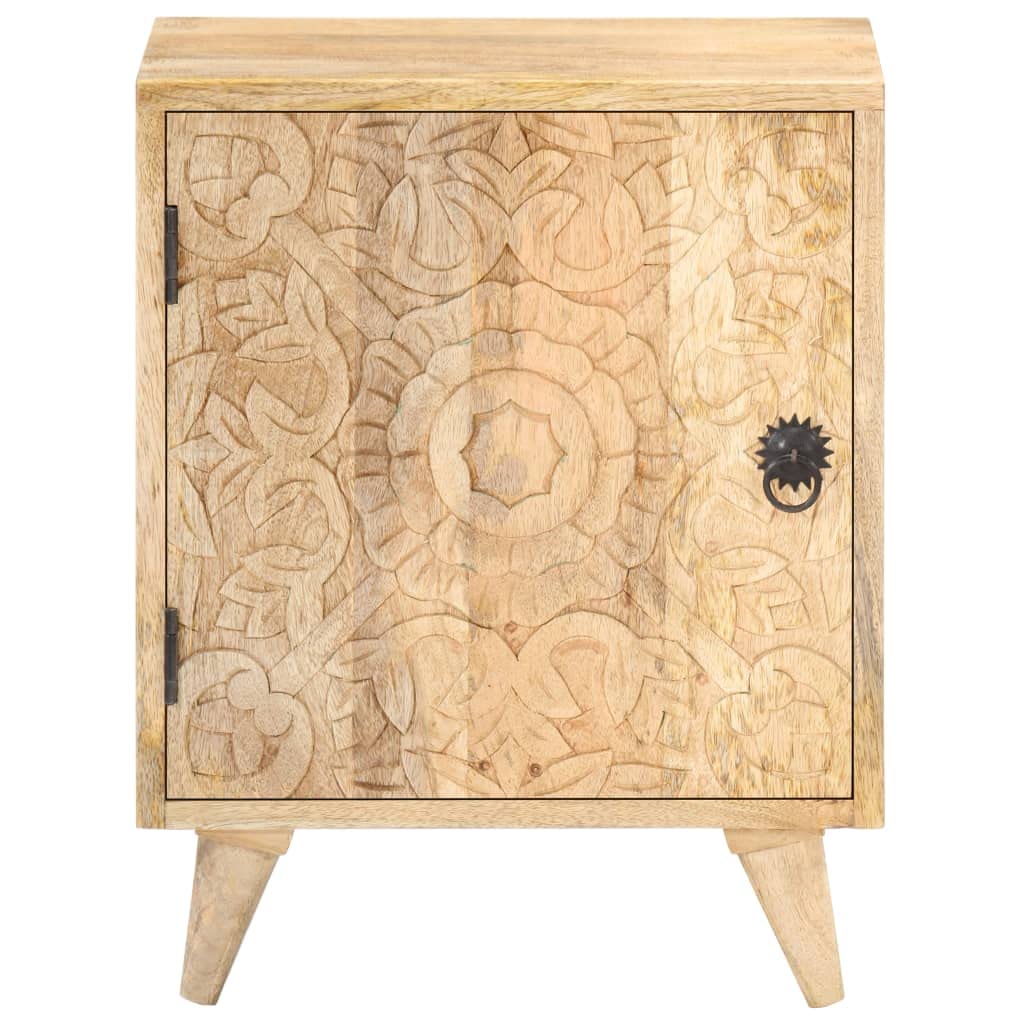 vidaXL Carved Bedside Cabinet 15.7&quot;x11.8&quot;x19.7&quot; Solid Mango Wood