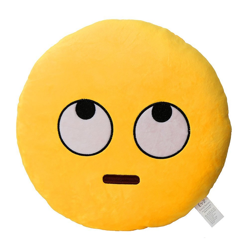 Evz Emoji Muddled Face Emoticon Cushion Stuffed Plush Soft Pillow, Official Certified, 32Cm Yellow