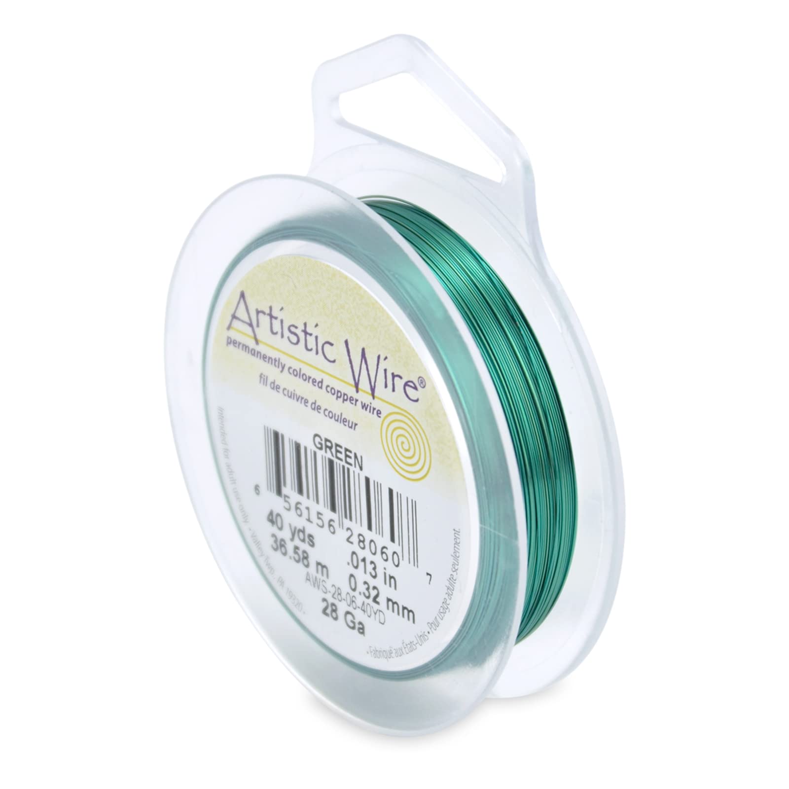 Artistic Wire, 28 Gauge  32 Mm Tarnish Resistant Colored Copper Craft Wire, Green, 40 Yd  365 M