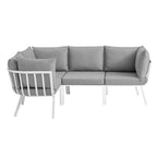Modway Riverside Outdoor Patio Aluminum Sectional Set, 59" L X 85. 5" W X 28" H, White Gray