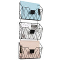 Ybing Wall File Organizer For Office Hanging Wall File Holder And Basket Set Of 3 Wall Mounted File Rack With Hooks Metal Wall S