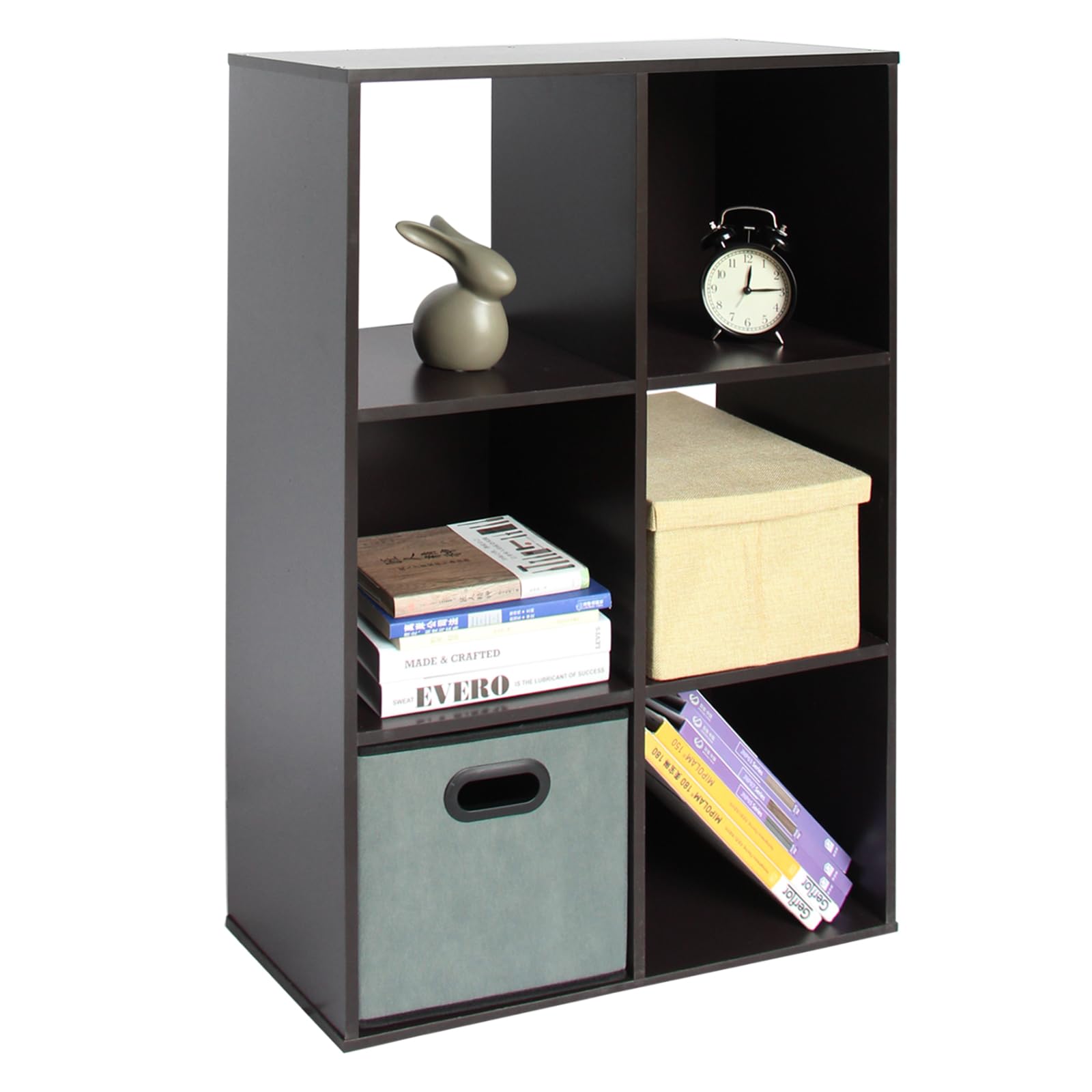 Pachira E-Commerce Us 6 Cube Storage Bookcase, Unit Shelf, Closet Cabinet, Bookshelf Organizer Rack In Living Room, Bedroom, Study, Dark Brown