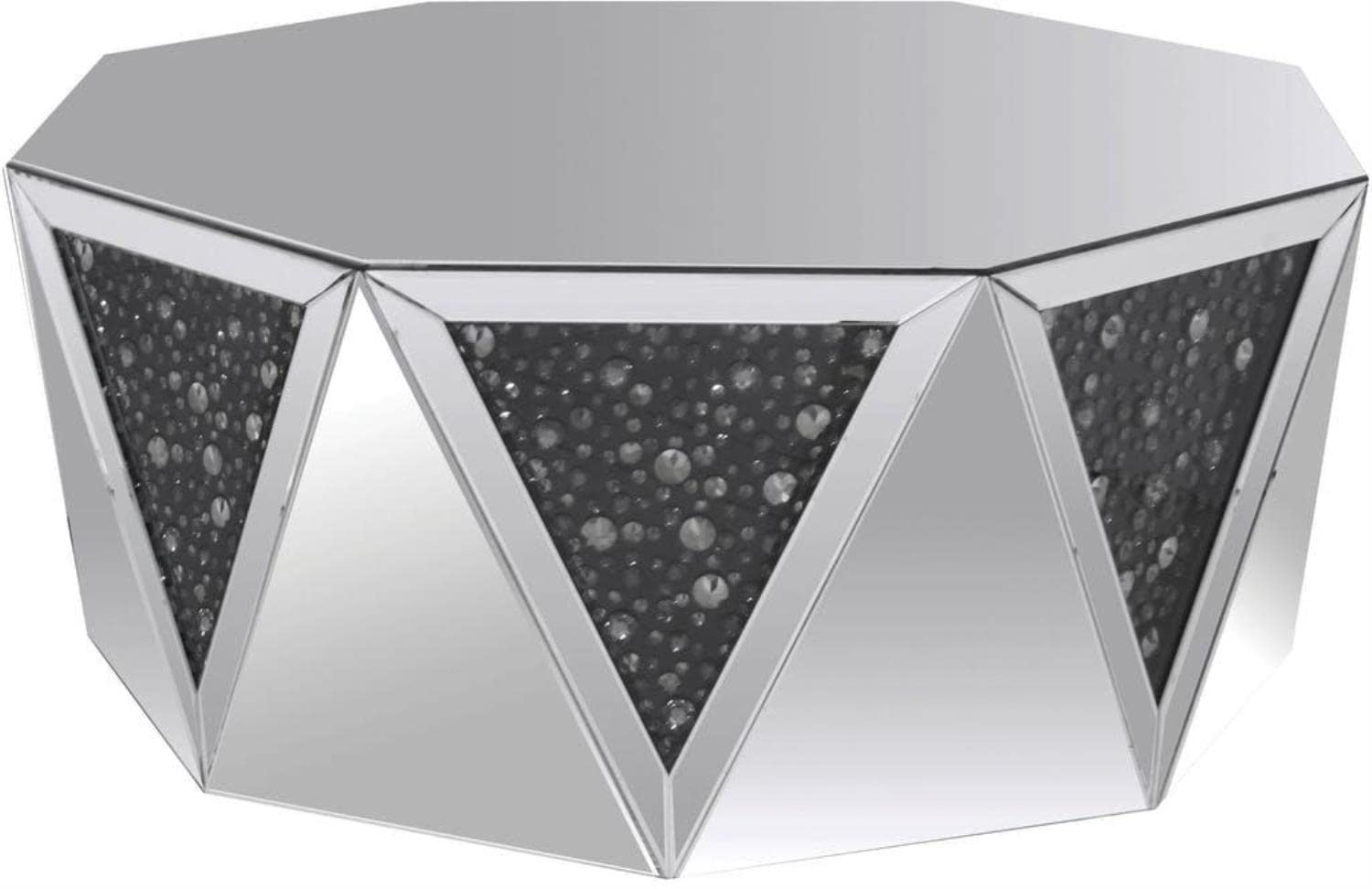 Acme Noor 41 Octagonal Mirrored Accent Coffee Table in Black