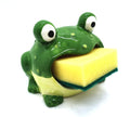 MONMOB Cute Ceramic Frog Sponge Holder for Kitchen Sink 4.7, Green Yellow, Ceramicfrogspongeholder1