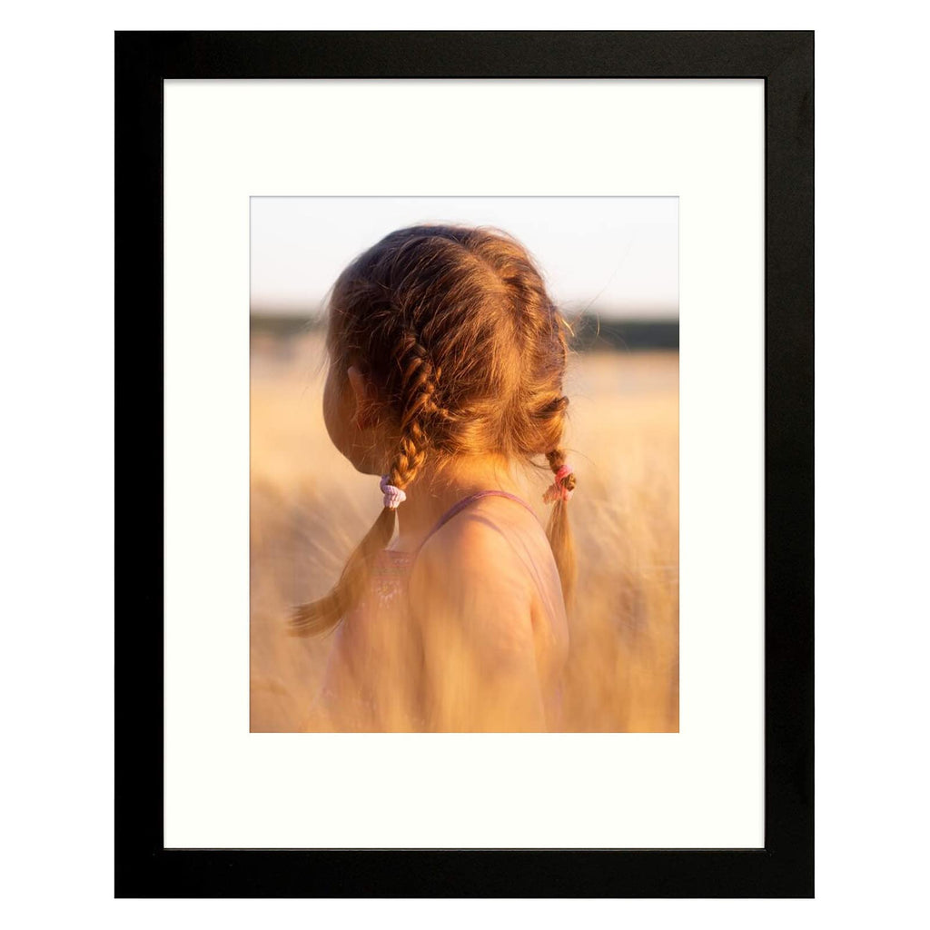 Golden State Art, Simple and Stylish Picture Frame with Ivory Color Mat & Real Glass (11x14, Black)