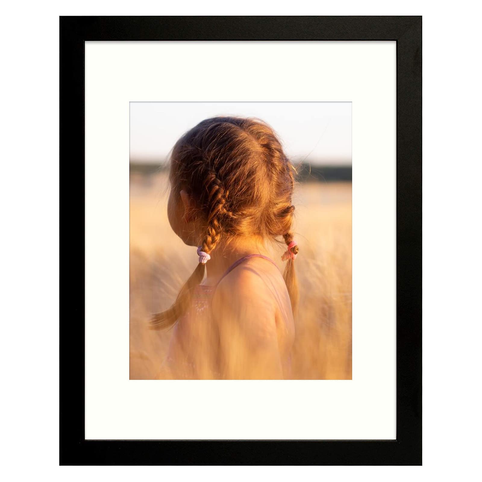 Golden State Art, Simple and Stylish Picture Frame with Ivory Color Mat & Real Glass (11x14, Black)