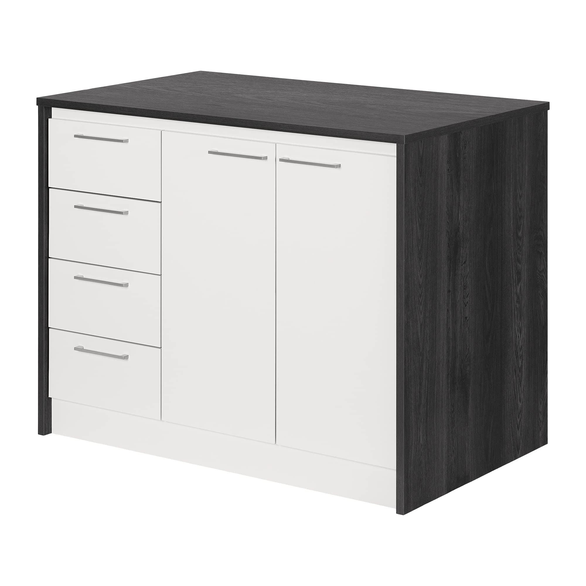 South Shore Kitchen Island, Gray Oak And White