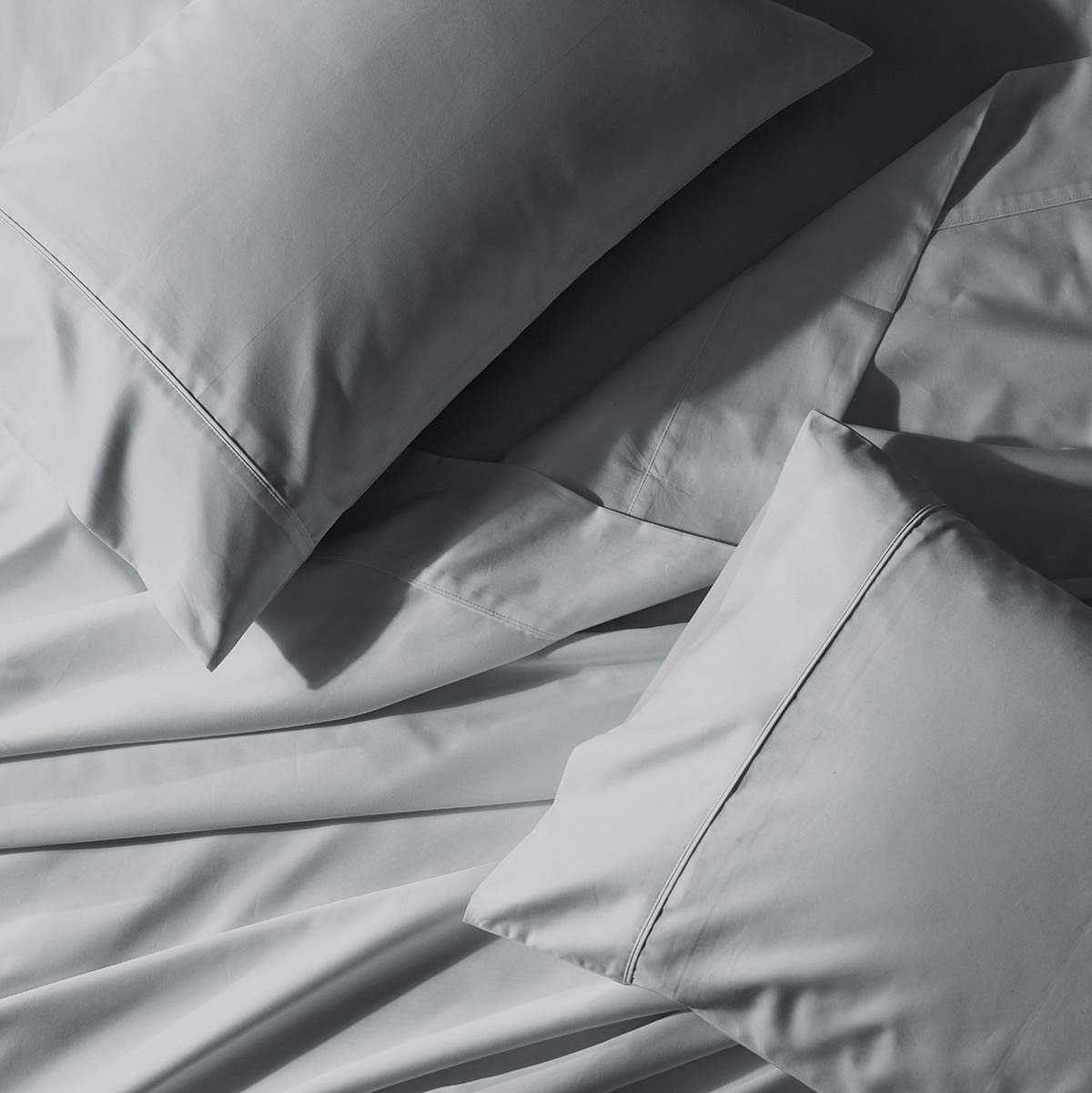 Abripedic Solid 300-Thread-Count, 100-Percent Cotton Percale King Size, Set Of 2 Crispy, Breathable Pillow Cases, Grey