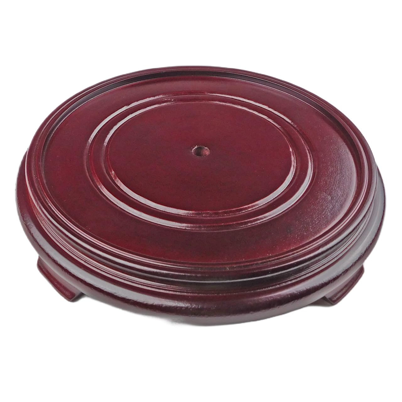 Oriental Furnishings Dark Red Mahogany Porcelain Vase Stand (4.0 W x x 1.5 H)