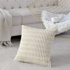 Fancy Homi 22X22 Pillow Covers, 2 Packs Cream Throw Pillow Covers, Super Soft Short Wool Corduroy Square Solid Cushion Cover For
