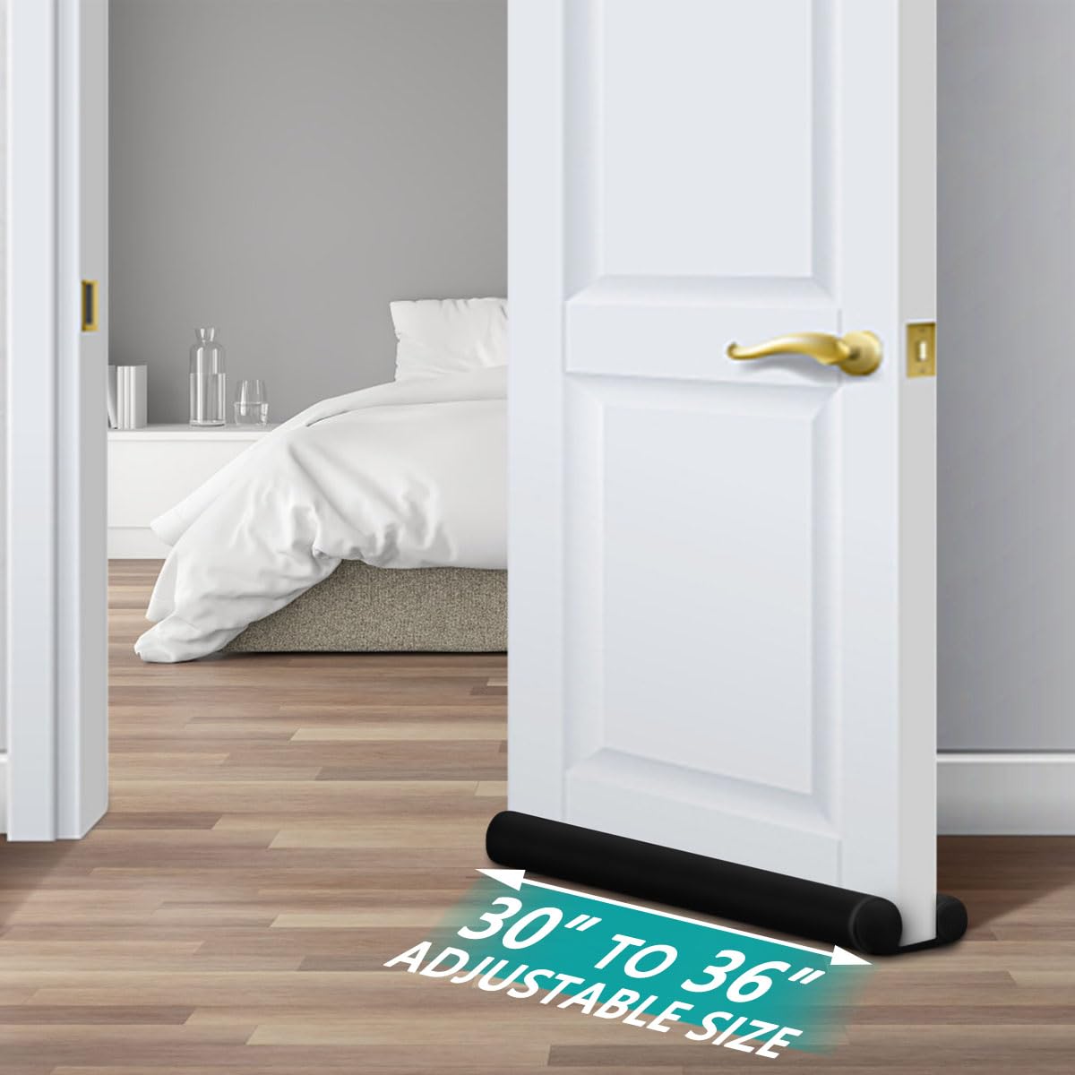 Maxtid Under Door Draft Stopper 36 Inches Black Door Bottom Seal Strip Weather Draft Guard For Bottom Of Doors Gap Filler Interior Door Sweep