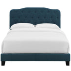 CasaFoyer Amelia Full Bed | Luxurious Chic Design | Polyester Upholstery | Button-Tufted Headboard | Solid Wood Construction | Non-Marking Wood Legs | Maximum Support | Elegant Curves | Opulent Appearance