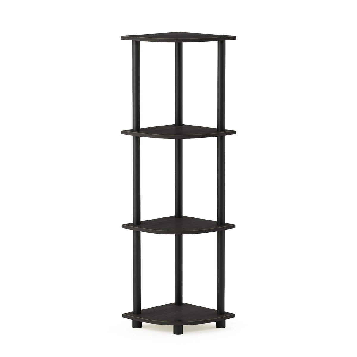 Furinno 12078EX/BK Turn-n-Tube Multipurpose 4-Tier Corner Shelf, Espresso/Black