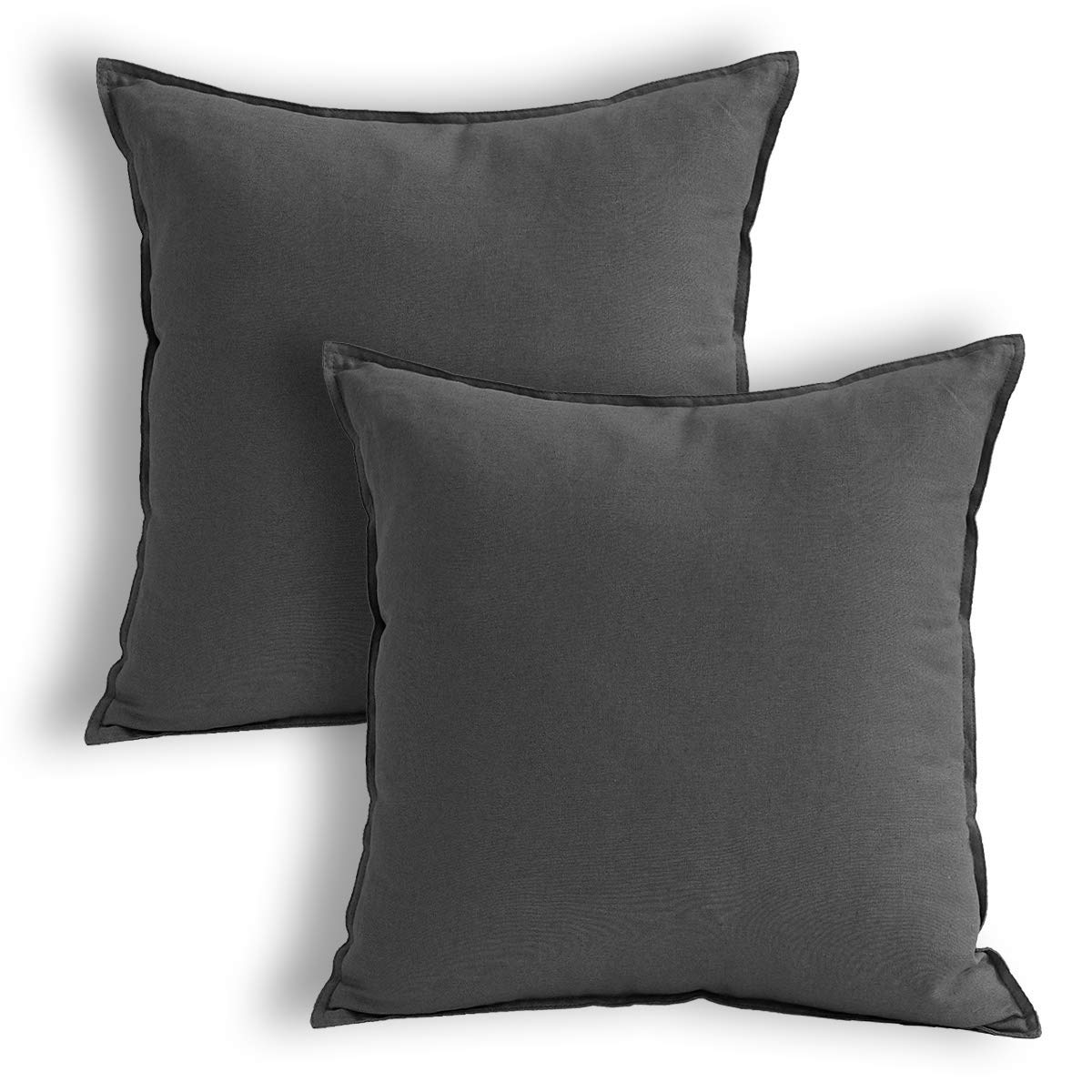 Jeanerlor Solid Cotton Linen Decoration Throw Pillow Cover Dark Grey Cushion Case Vhc Pillow Cover Decorative Waist Pillowcase F