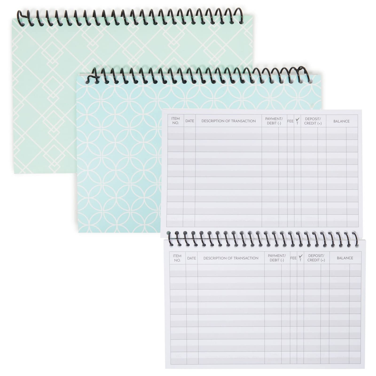 Okuna Outpost 2 Pack Spiral Bound Accounting Ledger Book, Check And Money Tracker Notebook For Small Business Bookkeeping, Check