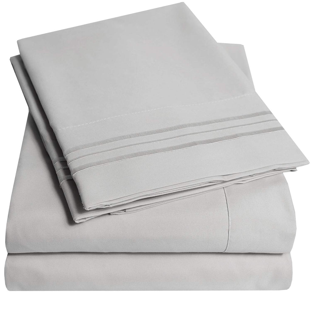 1500 Supreme Collection Twin Sheet Sets Light Gray Silver - 3 Piece Bed Sheets And Pillowcase Set For Twin Mattress - Extra Soft