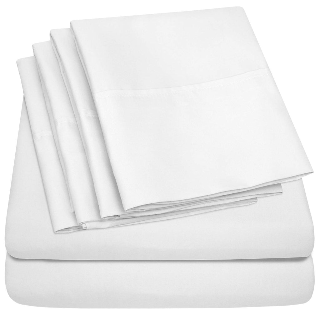Queen Sheets White - 6 Piece 1500 Supreme Collection Fine Brushed Microfiber Deep Pocket Queen Sheet Set Bedding - 2 Extra Pillo