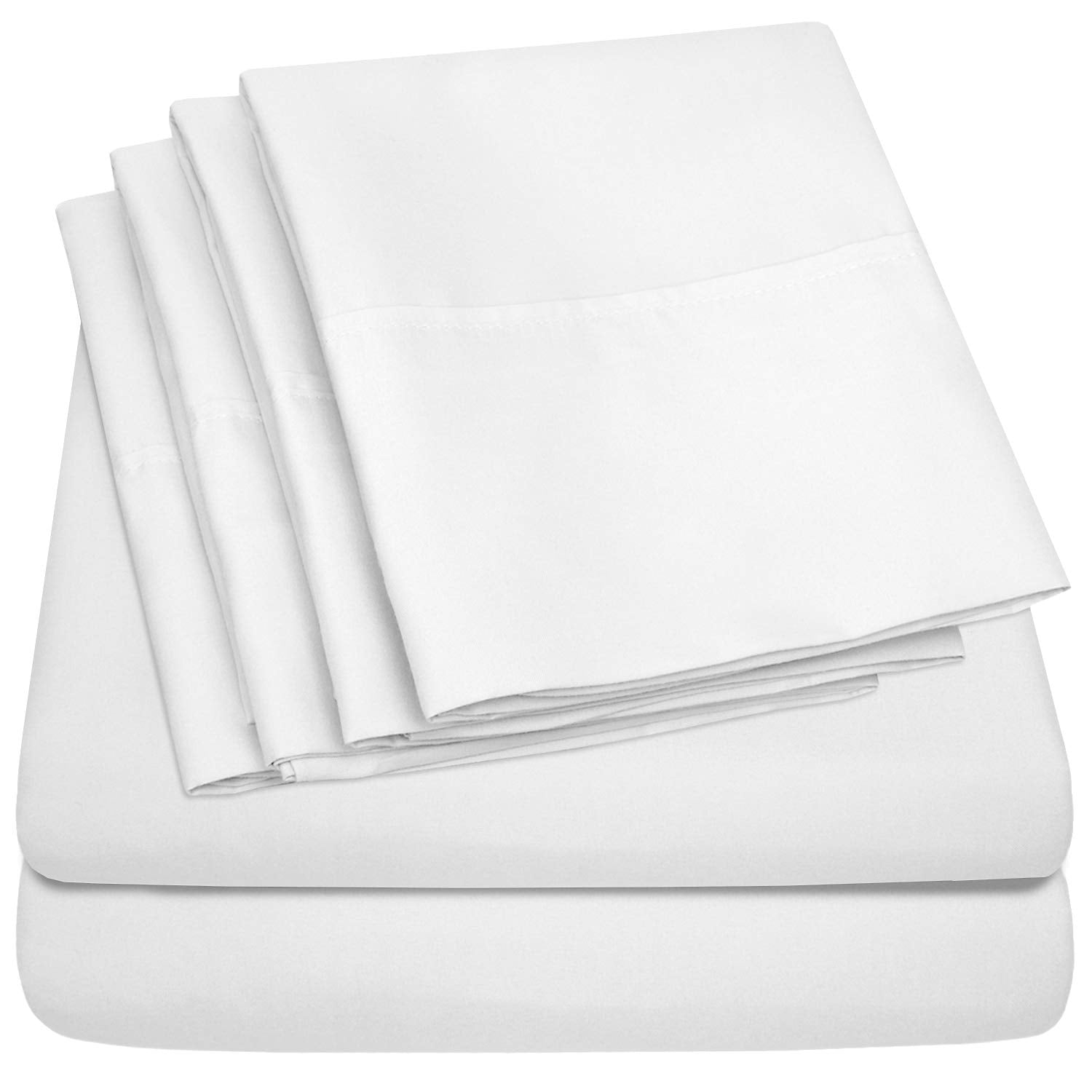 Queen Sheets White - 6 Piece 1500 Supreme Collection Fine Brushed Microfiber Deep Pocket Queen Sheet Set Bedding - 2 Extra Pillo