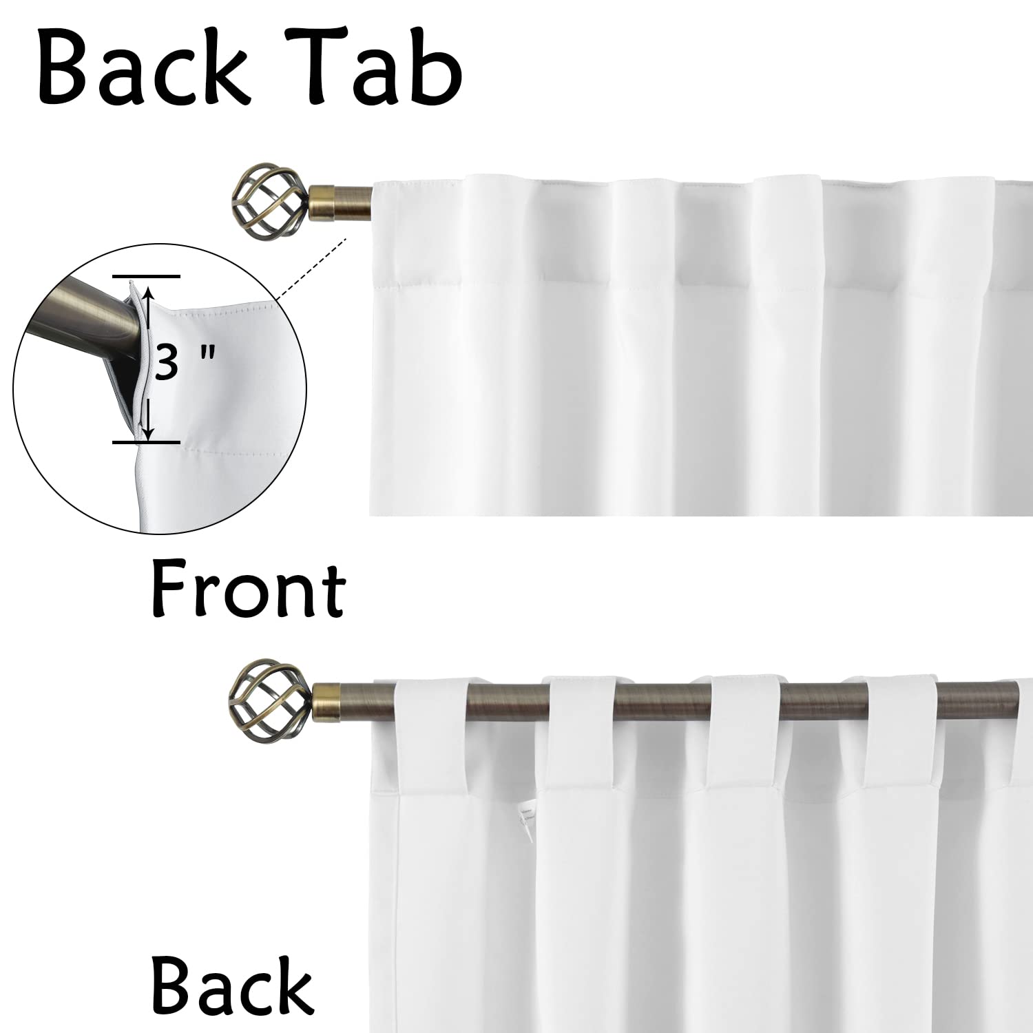 Bgment Window Curtains For Bedroom - 45 Inch Rod Pocket And Back Tab Thermal Insulated Room Darkening Curtains For Living Room, 2 Curtain Panels (42 X 45 Inch, Pure White)