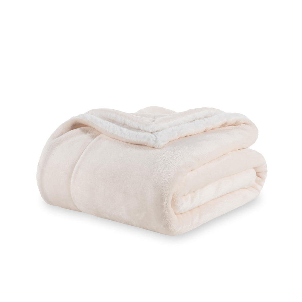 Berkshire Blanket-Sherpa Fleece Blanket, Warm And Soft Loftmink Reversible Blanket For Bed, Sofa And Travel, Cream, 90 In X 108