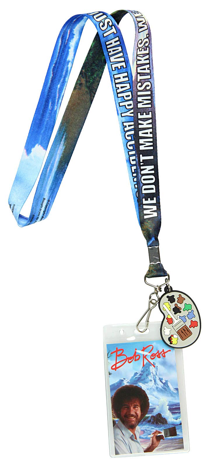 Bob Ross Lanyard Happy Accidents With Painting Charm And Id Holder