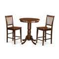 East West Furniture EDVN3-MAH-W 3 Piece Kitchen Counter Height Dining Table Set Contains a Round Wooden Table with Pedestal and 2 Dining Chairs, 30x30 Inch, Mahogany