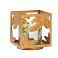 PartyLite Candle Holder - Square Golden Frond Metal Jar Holder for Scented Candles