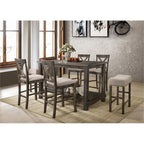 Acme Martha II Counter Height Stool in Tan Linen and Weathered Gray (Set of 2)