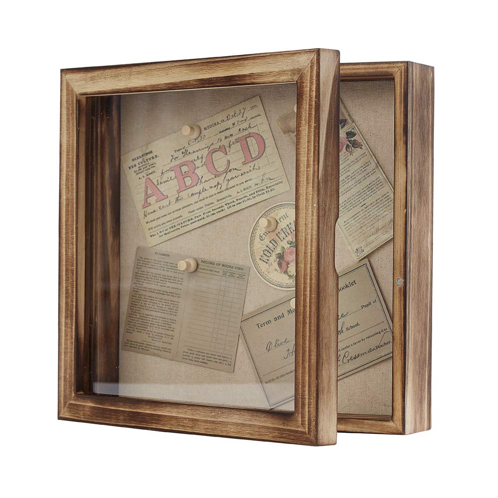 Freezing point Shadow Box Frame 10x10 Shadow Box Display Case with Linen Back Memorabilia Awards Medals Bouquet Photos Badge Bab