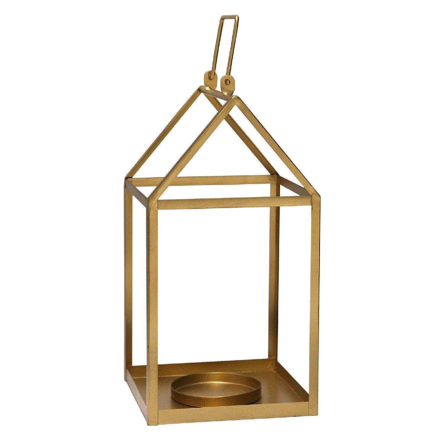 HomeRoots 100% Metal 7.5' X 7.5' X 17.25' Gold Metal Lantern