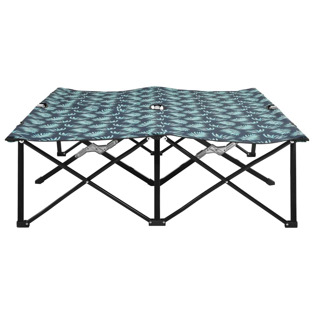 vidaXL Two Person Folding Sun Lounger Leaf Print Steel
