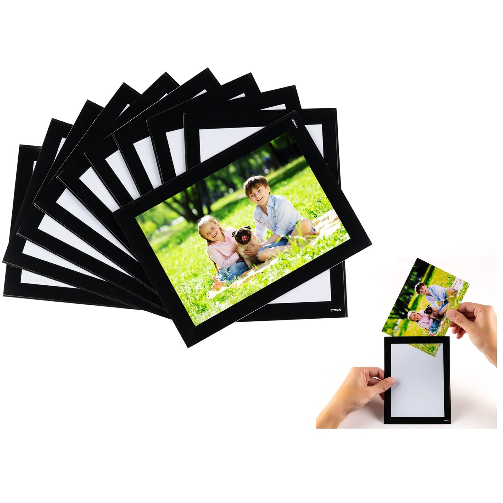 STTMGN Magnetic Picture Frames with Black Border(4X6,10 Pack),Magnet Photo Frame Pockets/Postcard Holder,Decorations for home/of