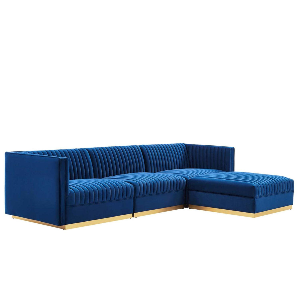 Modway Sanguine 4-Piece Velvet Modular Sectional Sofa In Navy