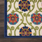 HomeRoots Blue/Multicolor 100% Polypropylene 3’ x 4’ Blue Floral Vines Indoor Outdoor Area Rug
